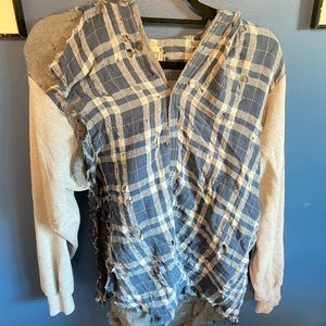 Furst of a kind flannel and sweatshirt jacket.